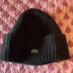 Lacoste Black Knit Beanie
